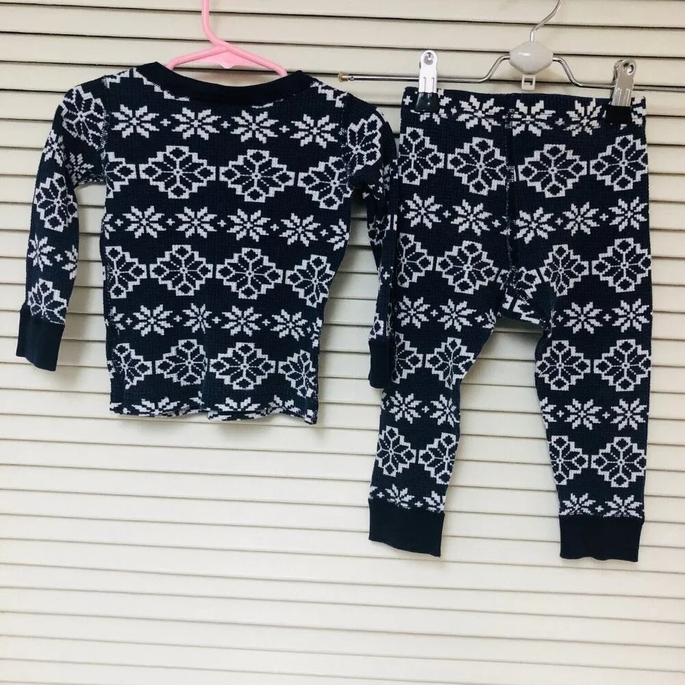 Hanna Andersson Organic Cotton Thermal Snowflake‎ Pj Pajamas Baby 18/24M
